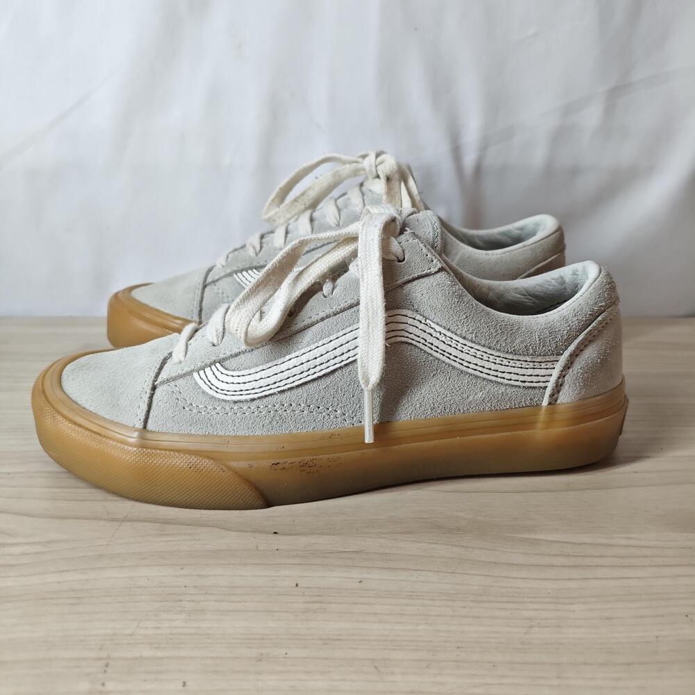 Vans Old Skool Shoes Mens Size 5.5 Gray Suede Gum Sole Low Top Skate Sneakers